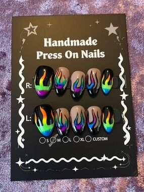 Flame Press on Nails